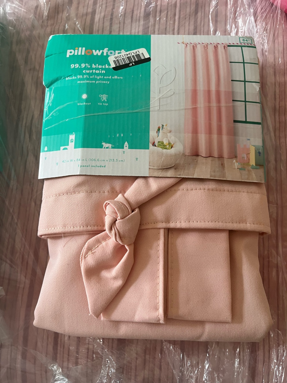 3 panels- Pillowfort Pale Pink Knot-Detail Blackout Curtain Panel
